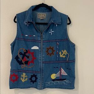 Vintage  90s Y2K Denim  Teacher Vest